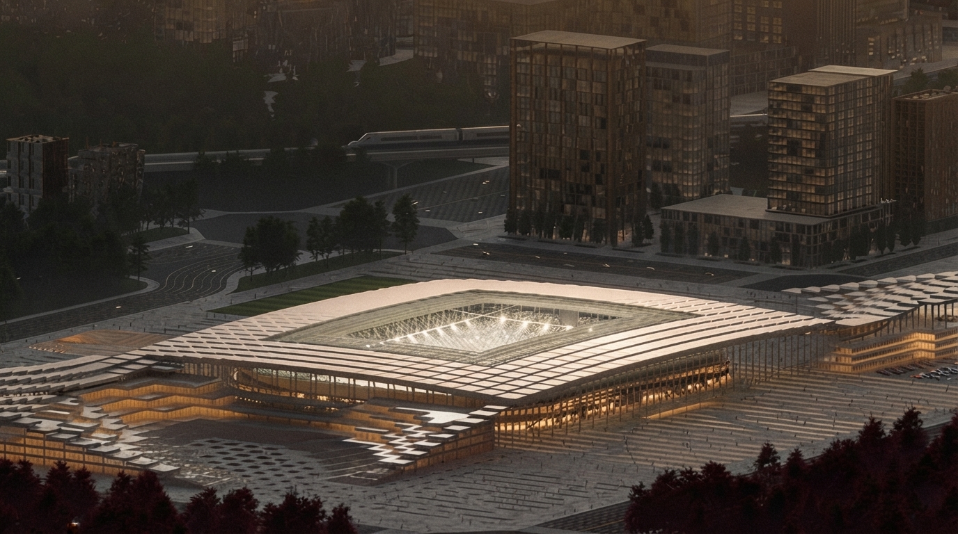 Editorial illustration for From Venue to District: How Stadium Design Aims to Turn Fans Into Neighbors