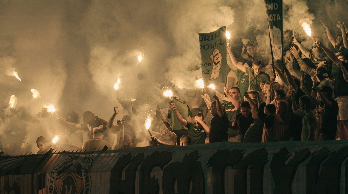 Editorial illustration for The Sociological Drivers of Ultras Fan Culture in European Football and Its Global Reach