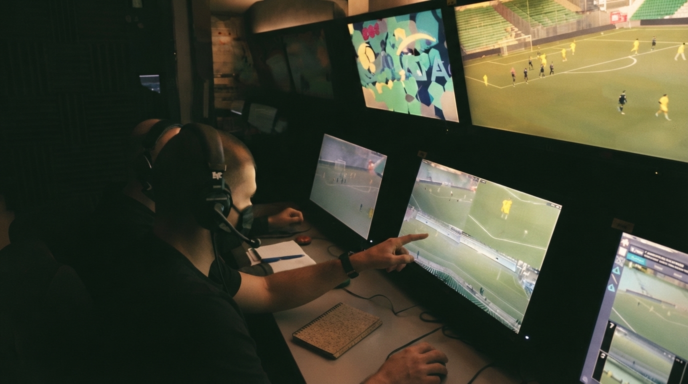 Editorial illustration for Two Sports, Two Philosophies: How Soccer's VAR and the NFL's Instant Replay Took Different Paths to Video Review
